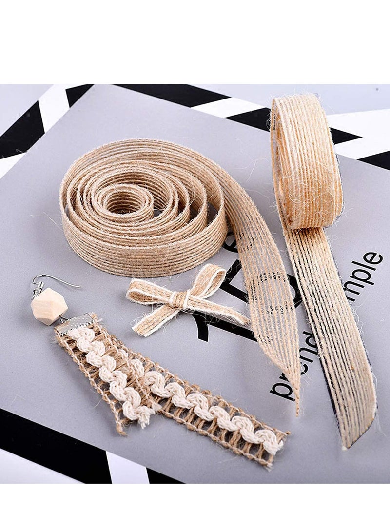 KASTWAVE 6 Rolls Jute Ribbon, Hessian Fabric Ribbons, Natural Jute Burlap Craft Ribbon for DIY Crafts Wedding Party Decoration House Gifts Decoration  (1.5cm,2cm,3cm) - Image 4