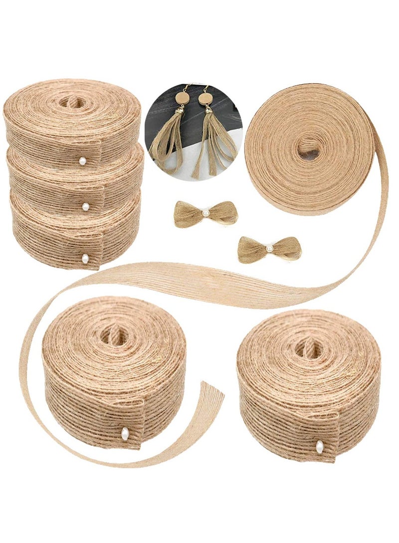 KASTWAVE 6 Rolls Jute Ribbon, Hessian Fabric Ribbons, Natural Jute Burlap Craft Ribbon for DIY Crafts Wedding Party Decoration House Gifts Decoration  (1.5cm,2cm,3cm) - Image 1