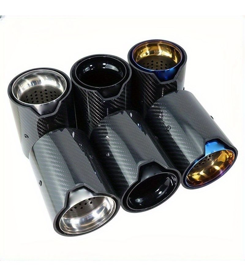Carbon Fiber Exhaust Intake Port 73MM Baked Blue High Flow Performance Upgrade For BMW M2 M3 M4 F87 F80 F83 With Enhanced Sound Effect - Image 1
