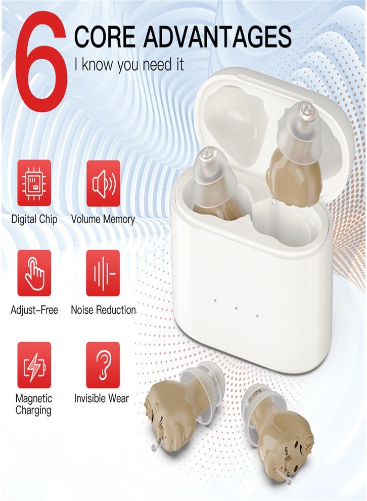 Mini Rechargeable In-Ear Hearing Aid for Mild to Moderate Hearing Loss, Effective Hearing Aid and Noise Reduction (Skin Color) - Image 2