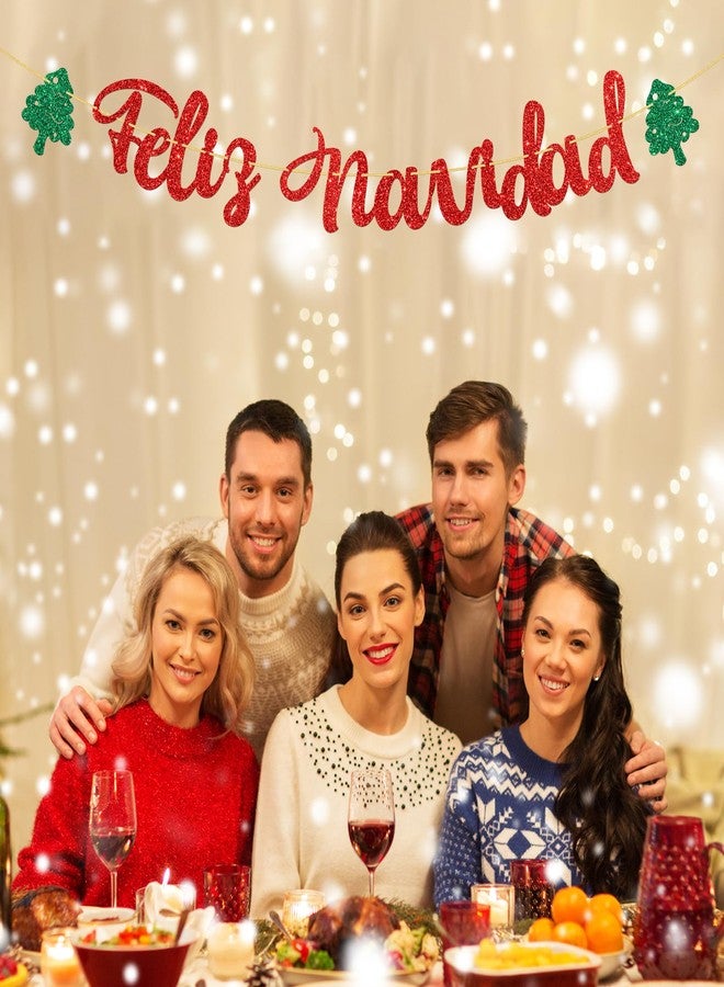 WeBenison Feliz Navidad Banner/Spanish Christmas Party/Happy New Year/Winter Holiday Christmas Party Decorations Supplies/Red Glitter - Image 4