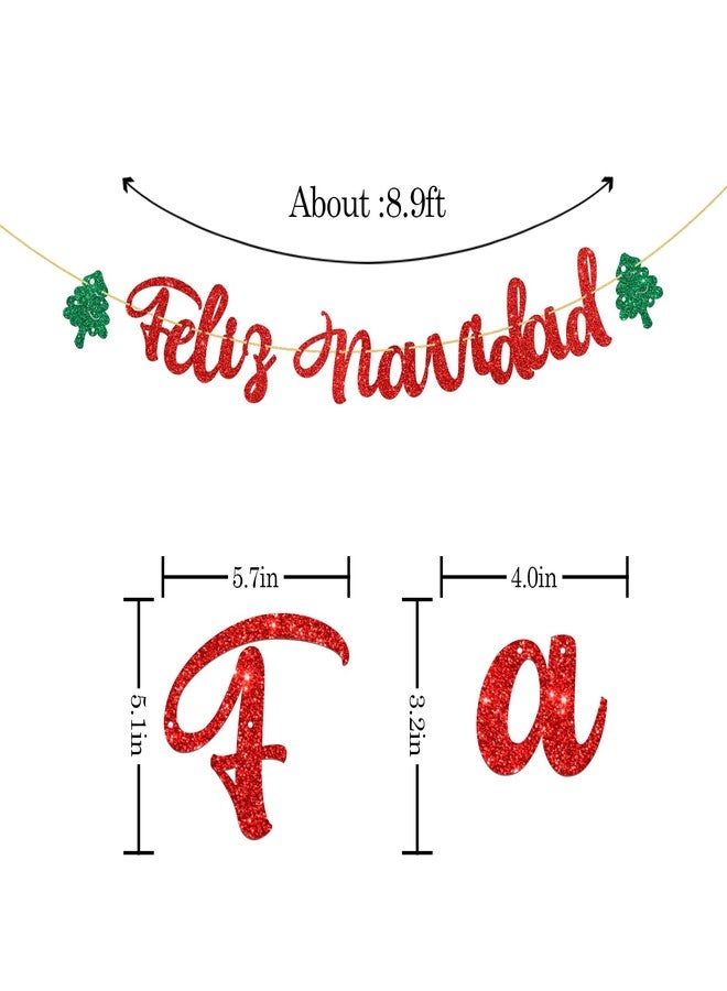 WeBenison Feliz Navidad Banner/Spanish Christmas Party/Happy New Year/Winter Holiday Christmas Party Decorations Supplies/Red Glitter - Image 2