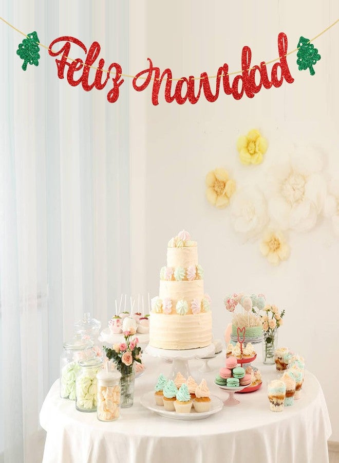 WeBenison Feliz Navidad Banner/Spanish Christmas Party/Happy New Year/Winter Holiday Christmas Party Decorations Supplies/Red Glitter - Image 5