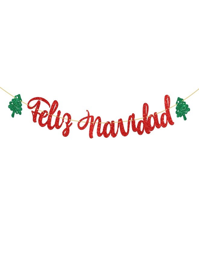 WeBenison Feliz Navidad Banner/Spanish Christmas Party/Happy New Year/Winter Holiday Christmas Party Decorations Supplies/Red Glitter - Image 1