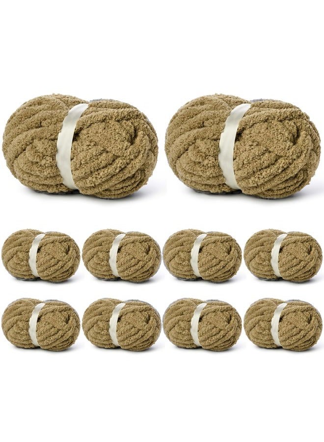 OMoiut 10 Pack of Light Coffee Soft Jumbo Chunky Yarn for Hand Knitting,Thick Blanket Yarn for Crocheting, #10 Super Bulky Yarns, 220yds/70.5oz Fluffy Chunky Chenille Yarns for Crocheting. - Image 1