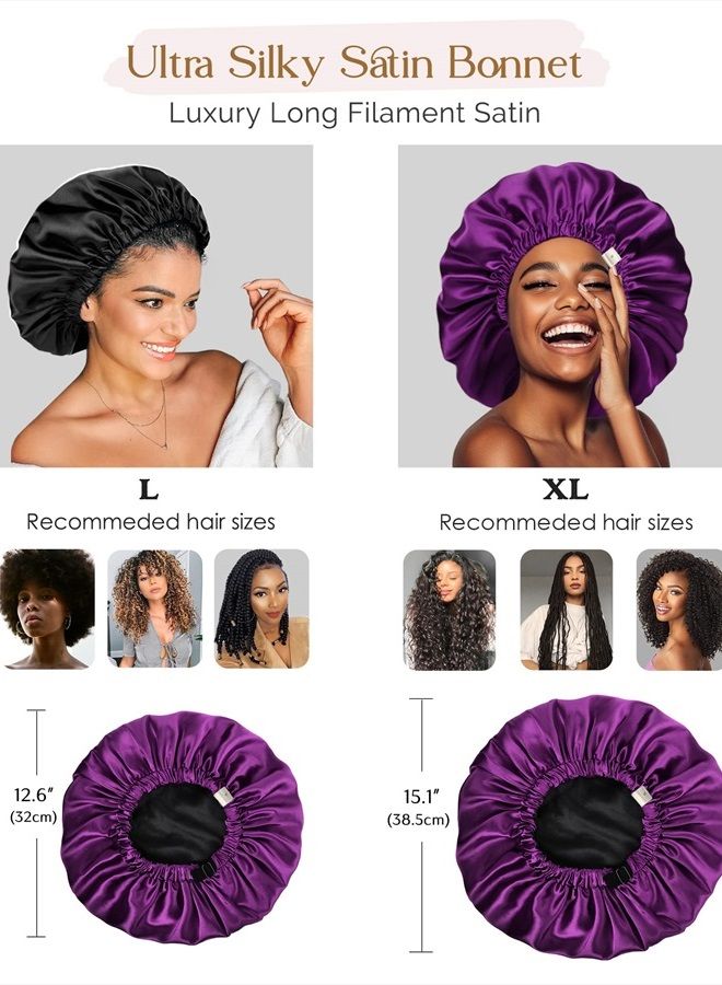YANIBEST Silk Bonnet for Sleeping Satin Bonnet Hair Bonnets for Black Women and Men Double Layer Ajustable Bonnet for Curly Braids Hair - Image 3