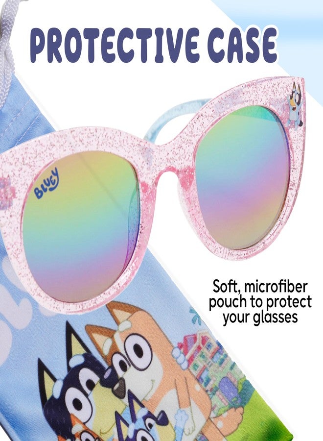 صن ستاتشيز نظارة شمسية للأطفال من Sun-Staches Bluey - نظارات شمسية Arkaid Bluey Pink Glitter Cateye مع حماية مريحة من الأشعة فوق البنفسجية مقاس صغير مع حقيبة حمل ناعمة - إكسسوارات Bluey الرسمية وهدايا Bluey - Image 5