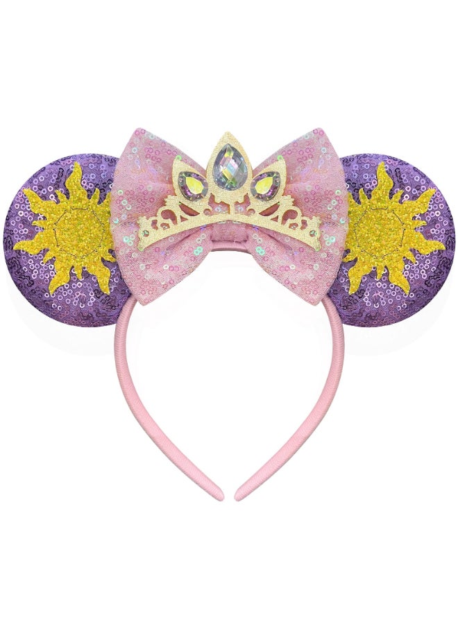 Bmobuo Princess Mouse Ears Headband for Women Adult Crown Star Sequin Mouse Ears Cute Park Ears - Image 2