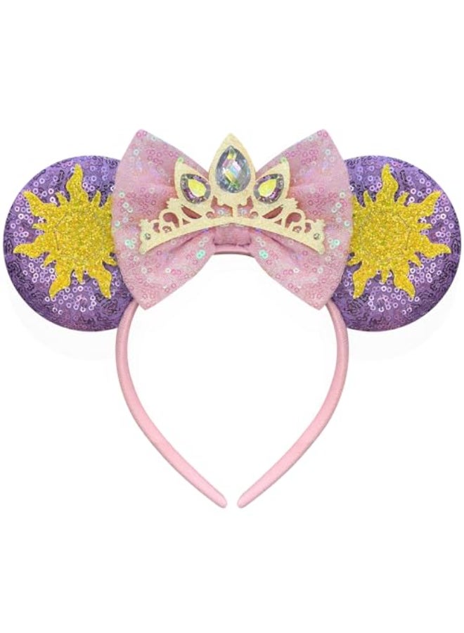 Bmobuo Princess Mouse Ears Headband for Women Adult Crown Star Sequin Mouse Ears Cute Park Ears - Image 1