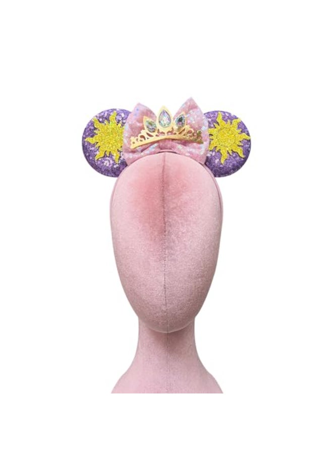 Bmobuo Princess Mouse Ears Headband for Women Adult Crown Star Sequin Mouse Ears Cute Park Ears - Image 3