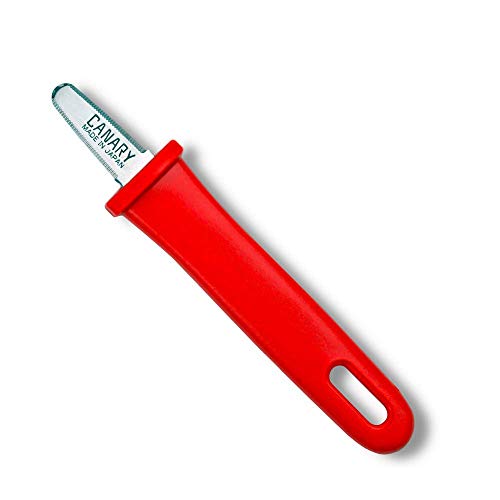 CANARY Box Opener Mini Cutter 5", Safety Package Opener Small Knife Tool, Safe Serrated Japanese Stainless Steel Blade, Red, Made in JAPAN - Image 1