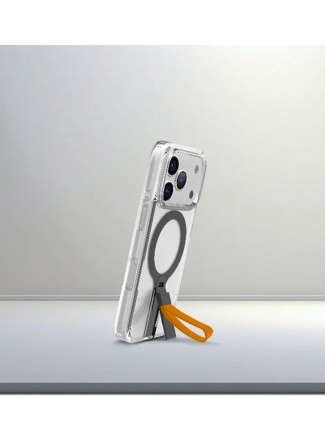 ليفيلو جراب Spira Grip لهاتف iPhone 17 Pro / إطار شفاف مقاوم للخدش / مسند معدني دوار 360 درجة / حافة مقاومة للصدمات / متوافق مع MagSafe / مسند مدمج / مغناطيس قوي - شفاف - Image 4