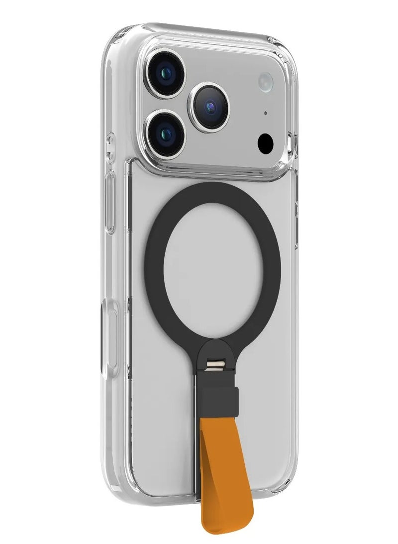 ليفيلو جراب Spira Grip لهاتف iPhone 17 Pro / إطار شفاف مقاوم للخدش / مسند معدني دوار 360 درجة / حافة مقاومة للصدمات / متوافق مع MagSafe / مسند مدمج / مغناطيس قوي - شفاف - Image 5