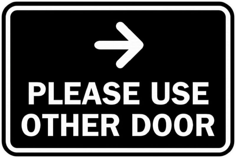 JACKGOLD Classic Metal Signs Please Use Other Door Right Arrow Sign Wall Decor for Home Office Bar Club Restaurant Hotel Man Cave,Black - Image 1