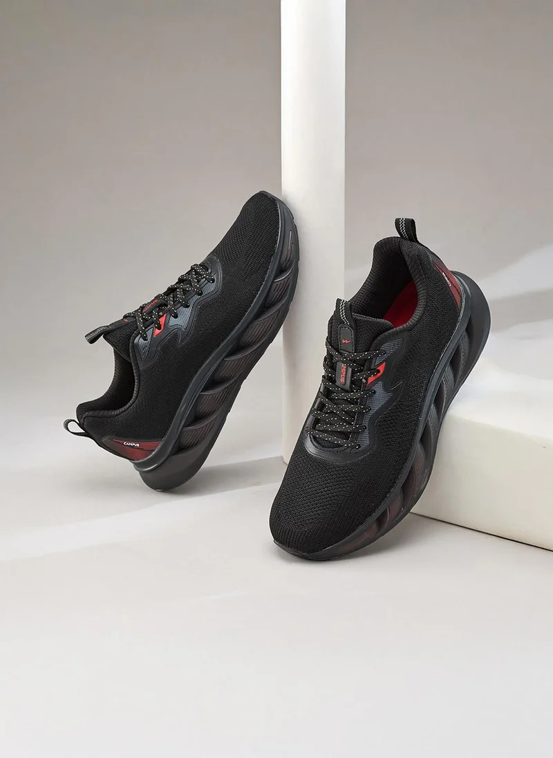 كامبس Men Plot Nitrofly Cushion Lace-Up Running Shoes-Black