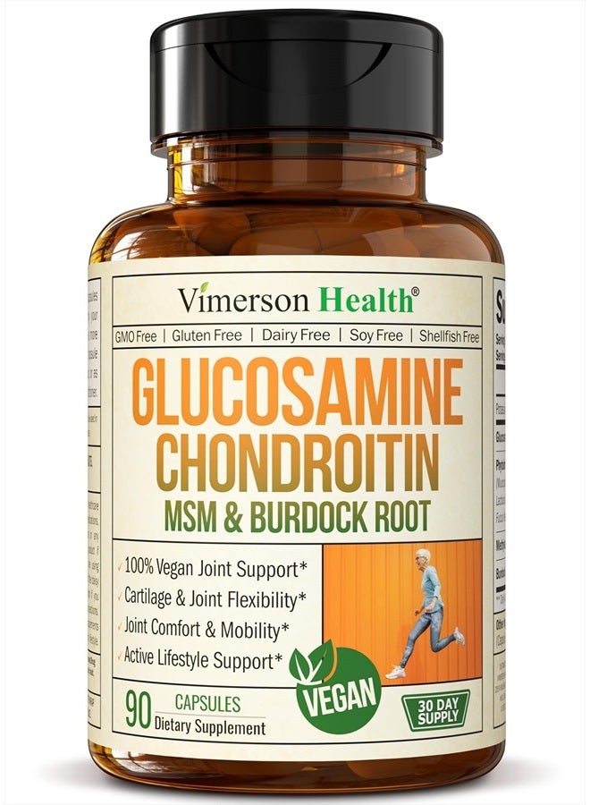 Vimerson Health Vegan Glucosamine Chondroitin, Phytodroitin MSM Supplement Capsules Joint Support Supplement Without Shellfish 100% Vegan, Non-GMO And Plant-Based - 90 Caps  - Image 1