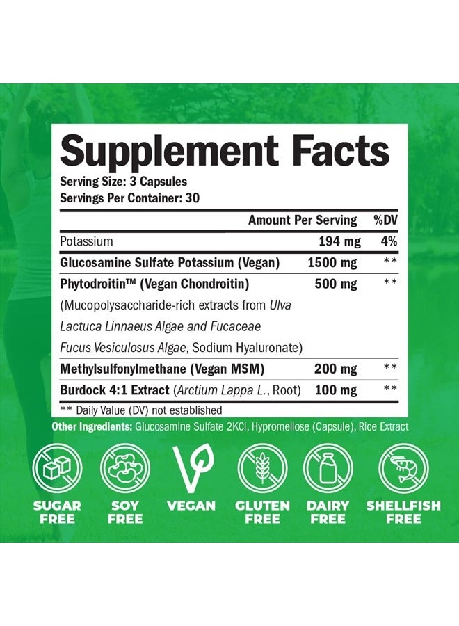 Vimerson Health Vegan Glucosamine Chondroitin, Phytodroitin MSM Supplement Capsules Joint Support Supplement Without Shellfish 100% Vegan, Non-GMO And Plant-Based - 90 Caps  - Image 3