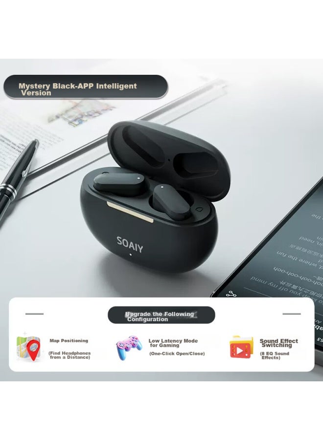 Soaiy Sl6 Upgraded Version True Wireless Bluetooth Earphones, Music And Call Noise Reduction, Long Battery Life, Compatible With Apple, Huawei, Xiaomi, Universal Black - Image 2