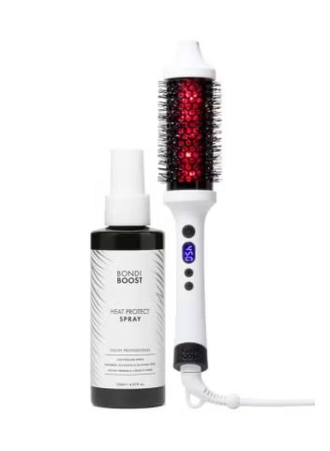 بوندي بوست بونديبوست إنفرا ريد بونس براش + سبري حماية من الحرارة 125 مل — فرشاة ساخنة + رذّاذ حماية للشعر لحجم ولمعان ولمسة ناعمة