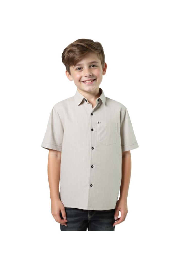 CHARCHIT Boys Cotton Solid Half Sleeve Shirt in Grey - Image 1