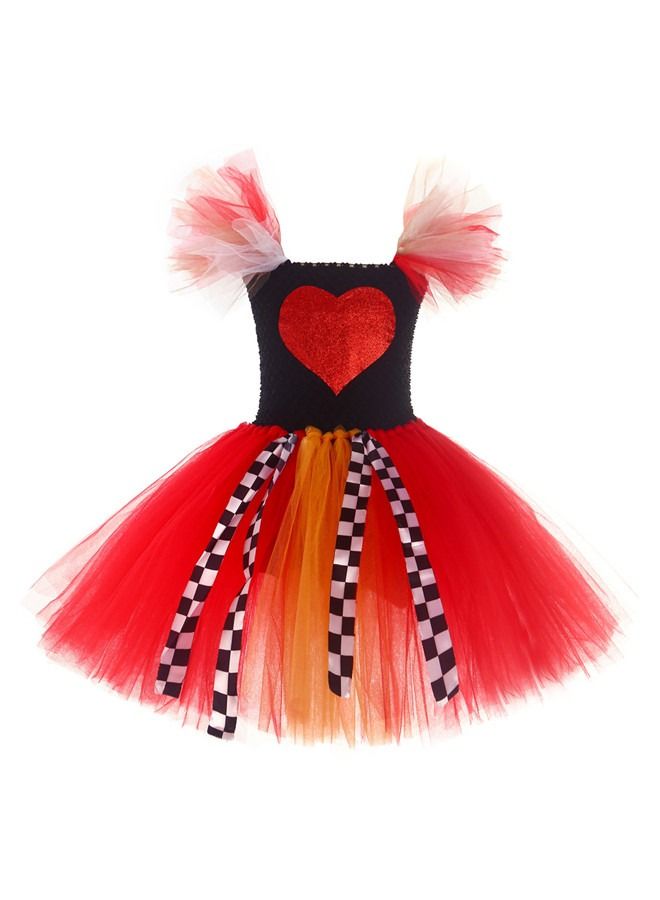 ISank Red Heart Queen Costume  Dress for Girls  Birthday Cosplay Alice Princess with Crown Wand Clothes Set - Image 2