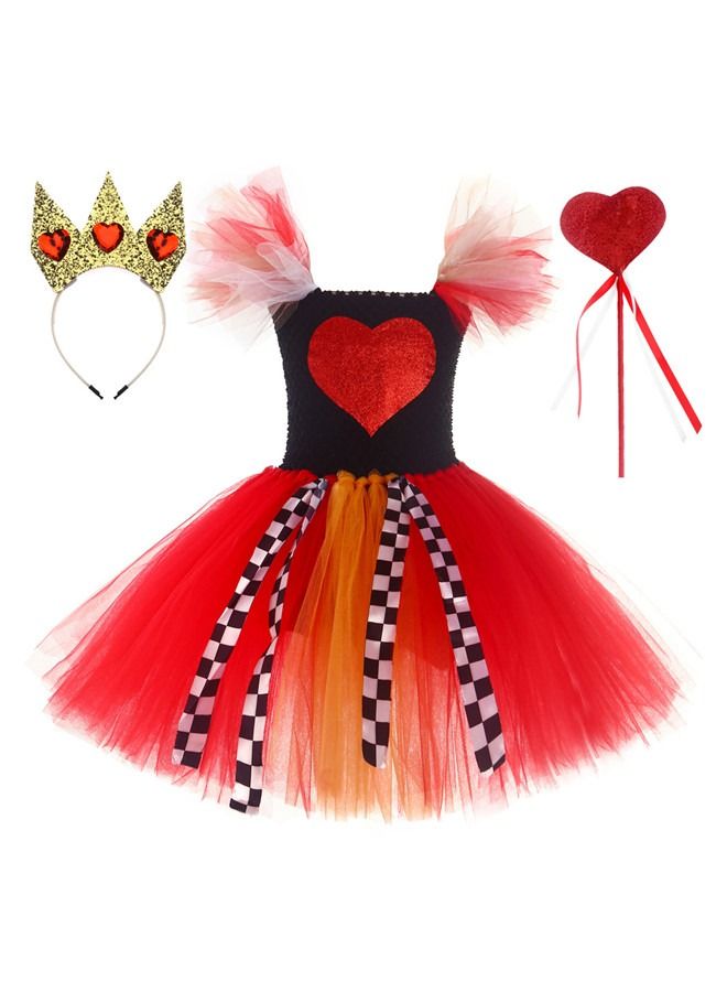 ISank Red Heart Queen Costume  Dress for Girls  Birthday Cosplay Alice Princess with Crown Wand Clothes Set - Image 1