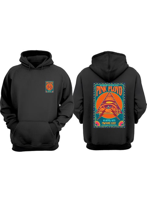The West Fıılmore East Pink Floyd Design Front Back Printed Regular Size Black Sweatshirt
