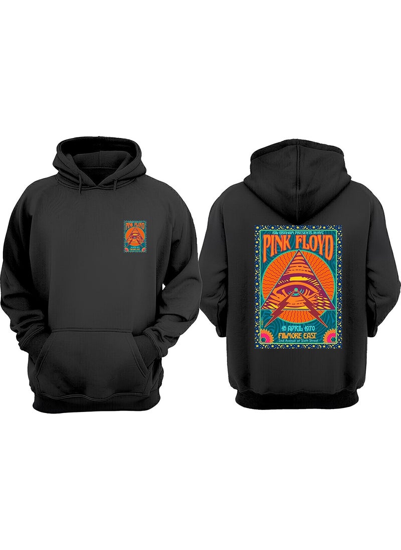 The West Fıılmore East Pink Floyd Design Front Back Printed Regular Size Black Sweatshirt