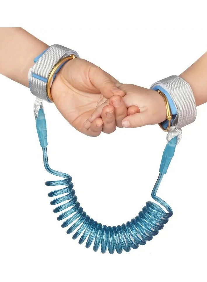 Little tots Anti-lost Belt Traction Rope, Baby Anti-lost Safety Bracelet, Spring Rope Baby Bracelet Blue Color - Image 1