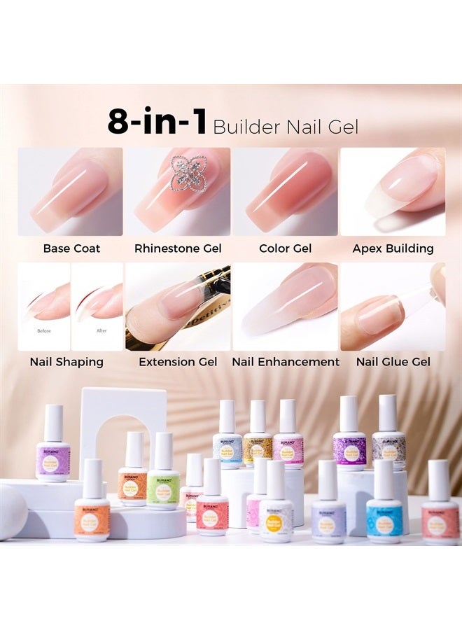BURANO 5 in 1 Builder Base Gel 0.5 oz, Builder Gel for Nails Hard Gel Nail Extension Quick Building Gel, Builder Gel in a Bottle for Nail Pro & Beginner (RED) - Image 5