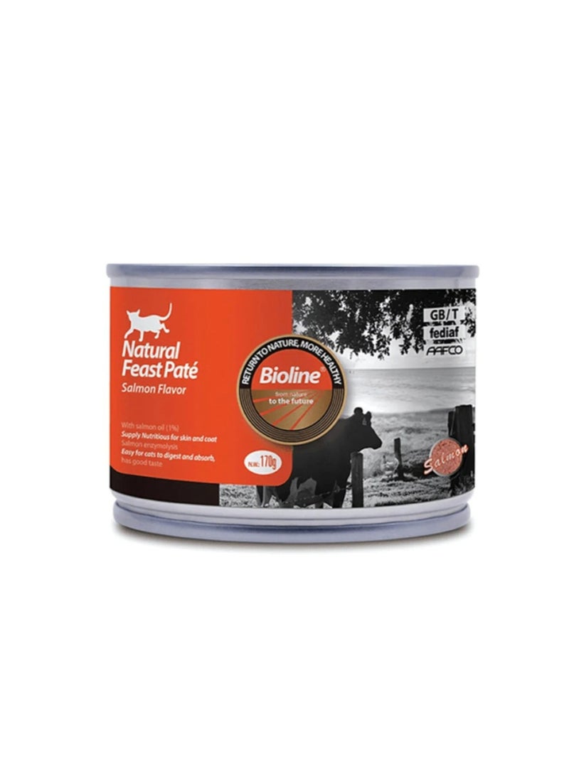 بايولاين باتيه ناتشورال فيست للقطط - بنكهة السلمون، 170 غرام