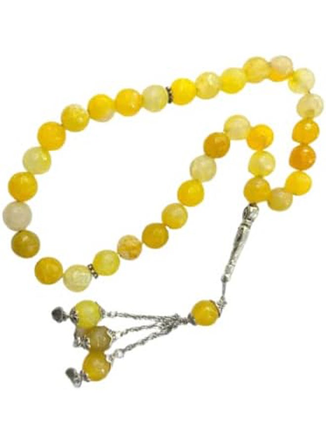 Real Natural Brazilian Agate 33 Beads Rosary (Yellow) - Image 1