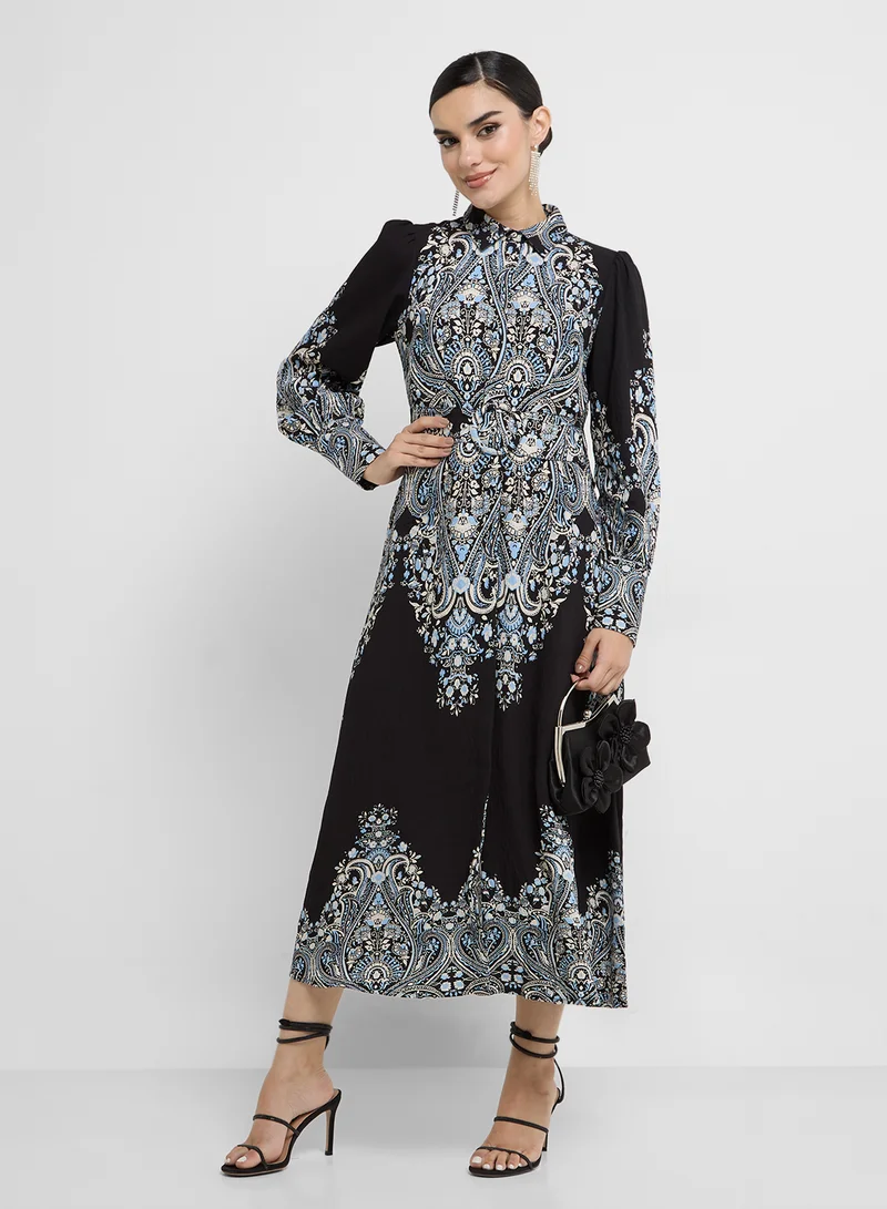 YAS Paisley Print Midi Dress