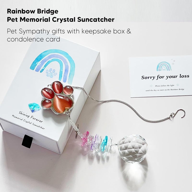 AMETHUARTZ Dog Memorial Gifts for Loss of Dog, Pet Memorial Gifts for Dogs, Thoughtful Bereavement Remembrance Crystal Suncatcher with Sympathy Card (Purple Red) - Image 3