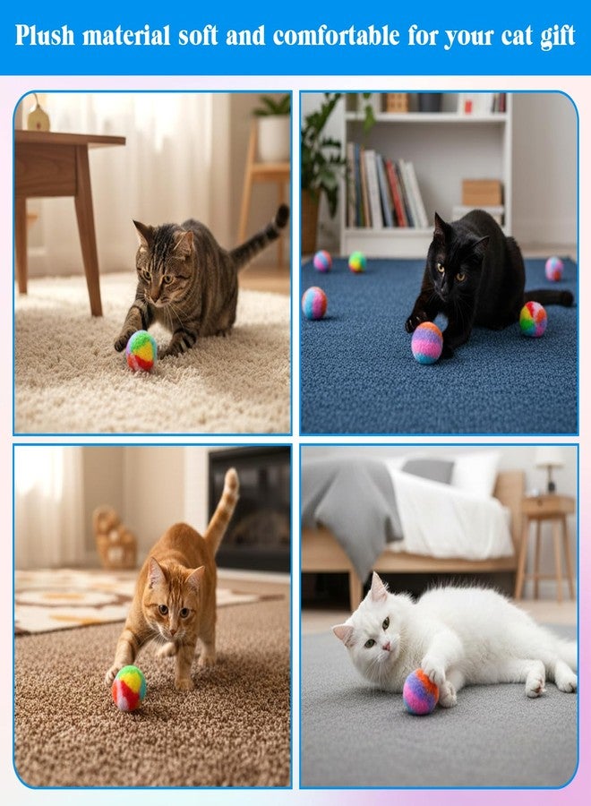Qulkws 40 Pcs Soft Plush Cat Ball 1.7" Toy Kitty Yarn Puffs Rainbow Pom Pom Cat Toy Balls Small Plush Soft Balls Fuzzy Kitty Chase Puff Ball for Pet Kitten Interactive Playing Exercising Training Chasing - Image 3