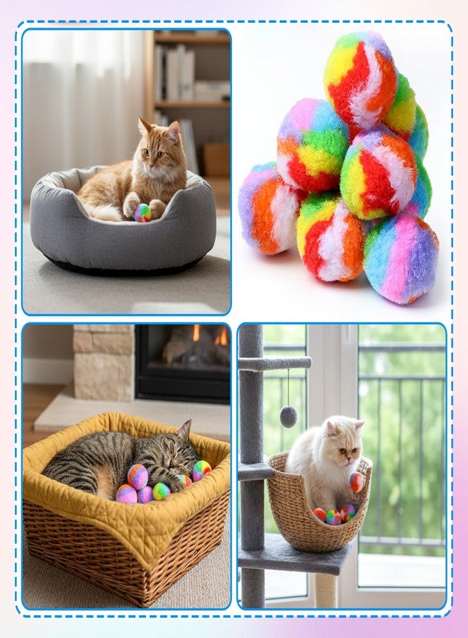 Qulkws 40 Pcs Soft Plush Cat Ball 1.7" Toy Kitty Yarn Puffs Rainbow Pom Pom Cat Toy Balls Small Plush Soft Balls Fuzzy Kitty Chase Puff Ball for Pet Kitten Interactive Playing Exercising Training Chasing - Image 4