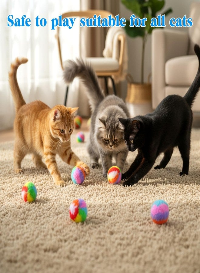 Qulkws 40 Pcs Soft Plush Cat Ball 1.7" Toy Kitty Yarn Puffs Rainbow Pom Pom Cat Toy Balls Small Plush Soft Balls Fuzzy Kitty Chase Puff Ball for Pet Kitten Interactive Playing Exercising Training Chasing - Image 5