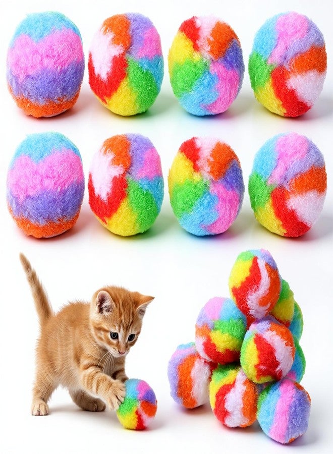 Qulkws 40 Pcs Soft Plush Cat Ball 1.7" Toy Kitty Yarn Puffs Rainbow Pom Pom Cat Toy Balls Small Plush Soft Balls Fuzzy Kitty Chase Puff Ball for Pet Kitten Interactive Playing Exercising Training Chasing - Image 1
