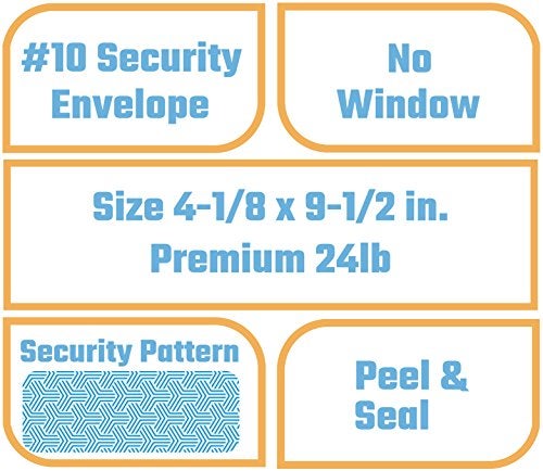 Office Deed 500#10 Envelopes SELF SEAL Business Envelope Windowless Design, Security Tint Pattern for Secure Mailing, Invoices, Statements & Legal Document Mailing Envelopes, 4-1/8 x 9-1/2"- White - Image 5