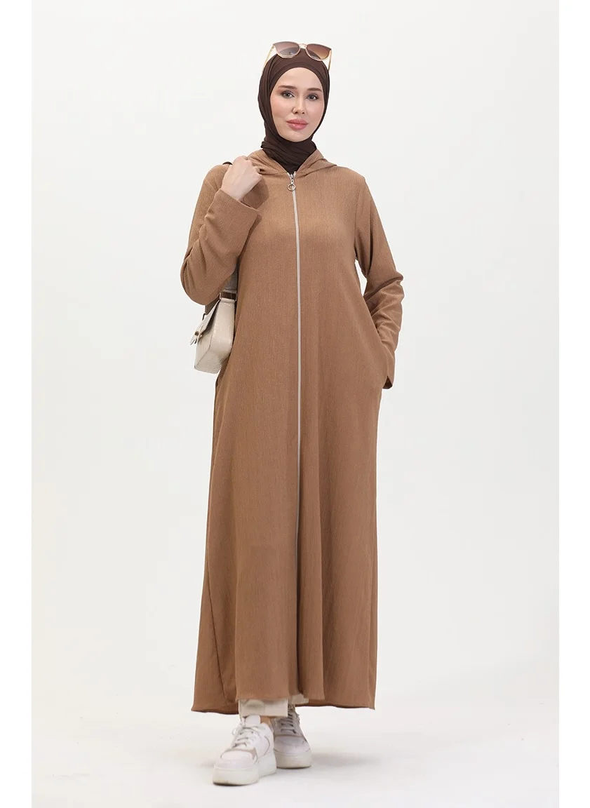 Sefa Merve Hooded Sports Abaya 5104-01 Mink