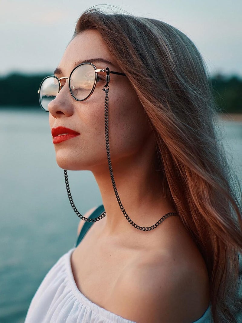 ChainsPro Glasses Chain, Eyeglass Strap For Women Sunglasses - Gold Plated/Stainless Steel/Black Eyeglasses Chain - Image 2