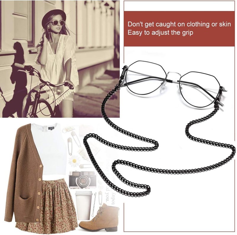 ChainsPro Glasses Chain, Eyeglass Strap For Women Sunglasses - Gold Plated/Stainless Steel/Black Eyeglasses Chain - Image 4