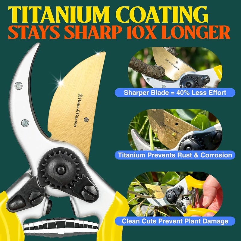 Haus & Garten ClassicPRO 8.5" Premium Titanium Bypass Garden Shears - Use as Pruners, Pruning Shears for Gardening, Hand Pruners, Handheld Garden Clippers Scissors Tool - Image 2