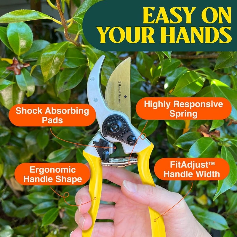 Haus & Garten ClassicPRO 8.5" Premium Titanium Bypass Garden Shears - Use as Pruners, Pruning Shears for Gardening, Hand Pruners, Handheld Garden Clippers Scissors Tool - Image 4