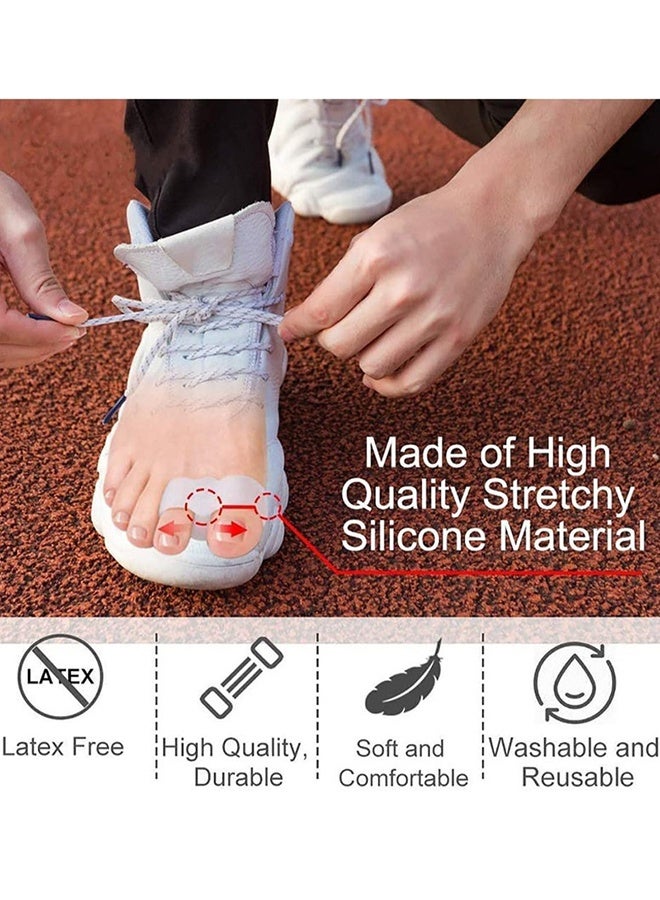 5 Pairs 2 Loop Silicone Bunion Correctors Toe Separators Big Toe Spacers for Bunions Overlapping Toes Hammertoes Ideal for Daily Wear Walking Running Yoga Working Out Post Surgery Recovery  White, Skin - Image 3