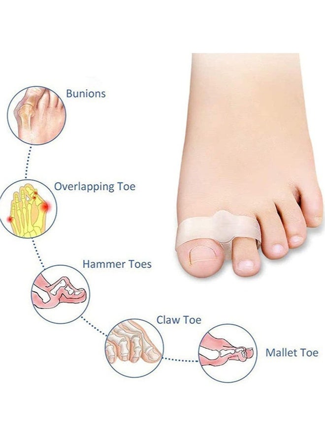 5 Pairs 2 Loop Silicone Bunion Correctors Toe Separators Big Toe Spacers for Bunions Overlapping Toes Hammertoes Ideal for Daily Wear Walking Running Yoga Working Out Post Surgery Recovery  White, Skin - Image 2