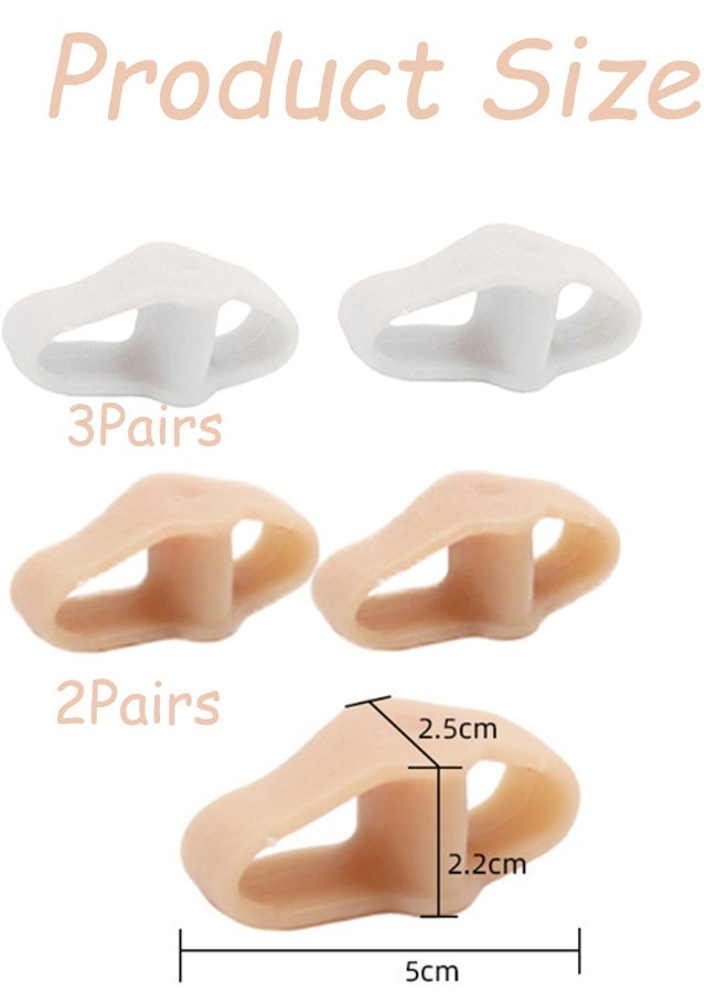 5 Pairs 2 Loop Silicone Bunion Correctors Toe Separators Big Toe Spacers for Bunions Overlapping Toes Hammertoes Ideal for Daily Wear Walking Running Yoga Working Out Post Surgery Recovery  White, Skin - Image 5