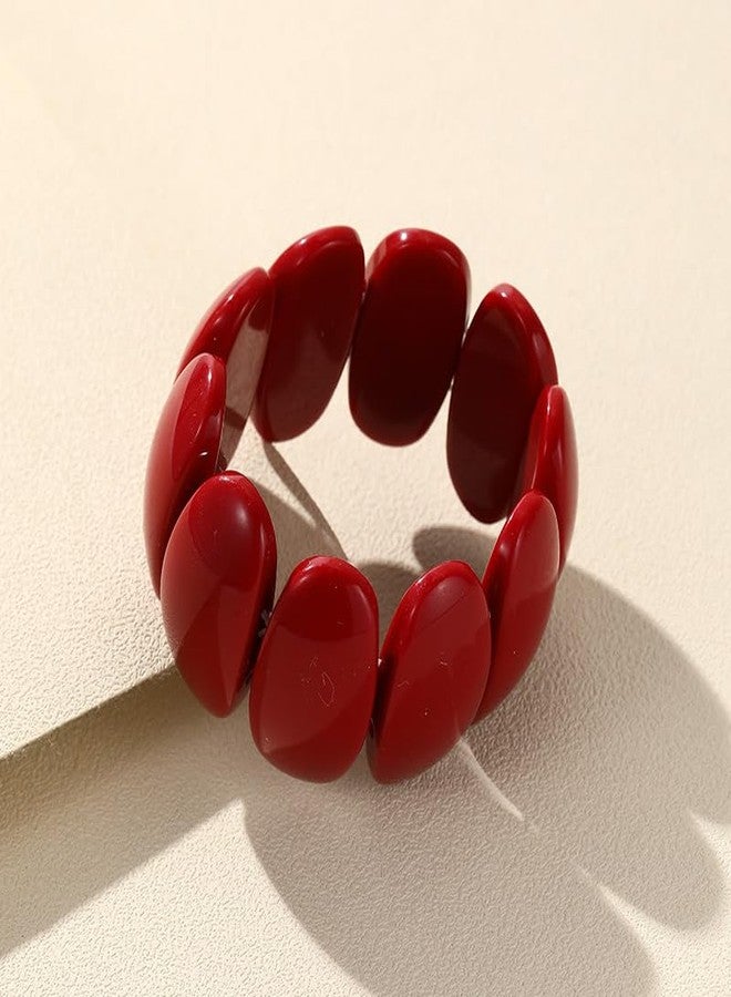 Pingyongchang Chunky Multicolor Acrylic Bangle for Women Wide Irregular Large Square Resin Bracelet Geometric Plastic Wristbands Cuff Bangle for Women Holiday Gifts Jewelry-Red - Image 2