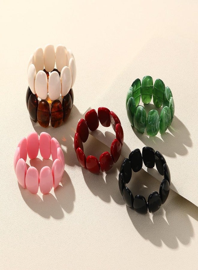 Pingyongchang Chunky Multicolor Acrylic Bangle for Women Wide Irregular Large Square Resin Bracelet Geometric Plastic Wristbands Cuff Bangle for Women Holiday Gifts Jewelry-Red - Image 3