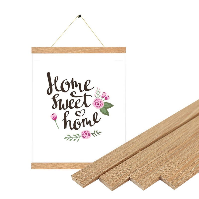 Magnetic Poster Hanger Frame Pine Color 3 pack  10x18 10x16 10x12 Poster Frame Wooden Magnetic Hanging Kit for Walls Map Canvas Artwork  - Image 2
